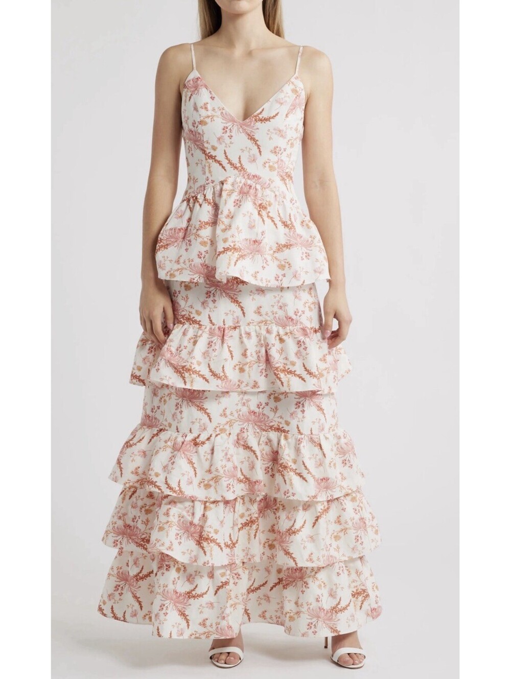 New Sonya Moda Amara Tiered Maxi Dress Size L $328